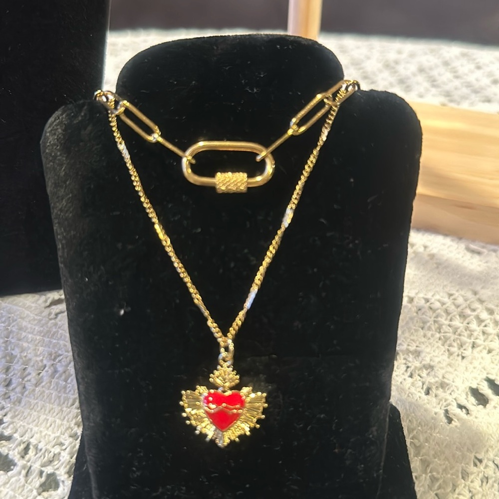 Heart Of Fire Necklace 18k gold plated stainless steel boho chic and cute